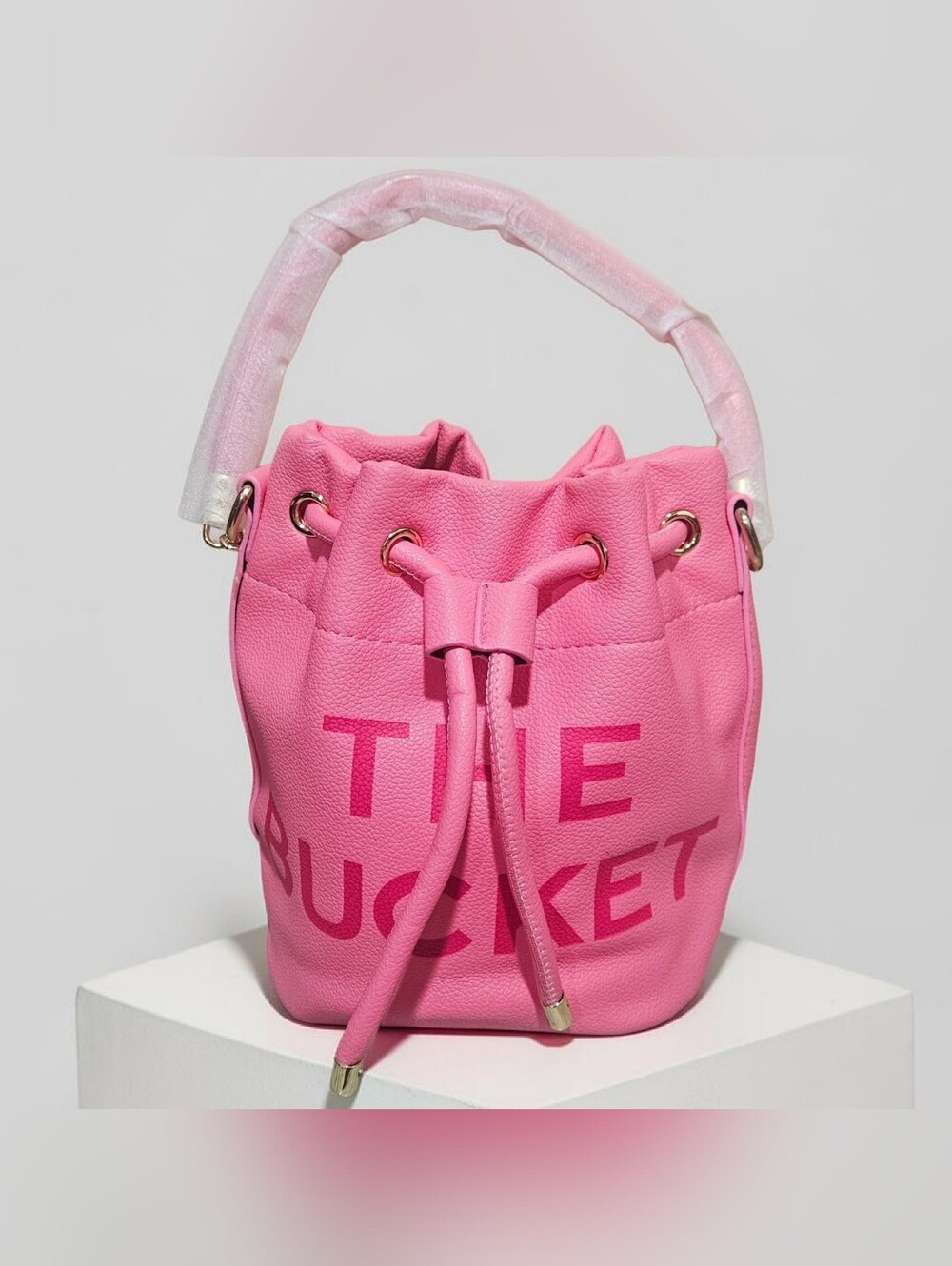 Adorable Pink Drawstring Bucket Satchel Crossbody Bag NWT - Picture 4 of 12